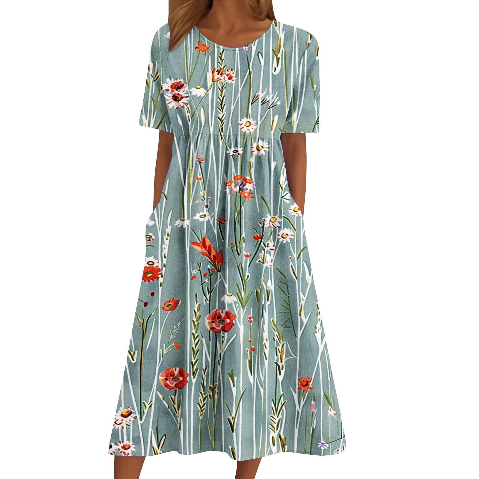 Ladies Dresses Swing Dress With Pockets ANYJOIN Women's Summer Casual T-Shirt Dress, Short Sleeve Swing Ladies Dresses Swing Dress With Pockets ANYJOIN Women's Summer Casual T-Shirt Dress, Short Sleeve Swing