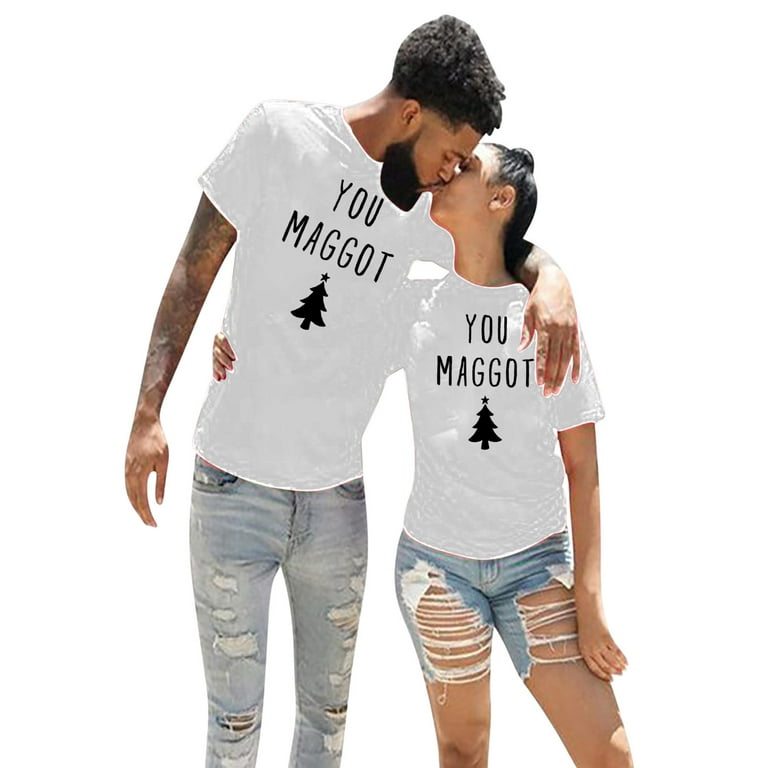 Edvintorg Funny Couples T Shirts Clearance Women Valentine'S Day Gifts 2024  Cute Love Letter Printed Short Sleeve T-Shirt Casual Tops Tee Classic Fit  Basic Shirts White Xxl 