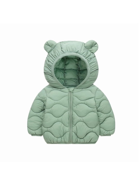 Girl Clothes Winter Jacket Solid Color Long Sleeve Hooded Padded Coats with Zipper Casual School Jackets 2-7 Years Children's Outerwear