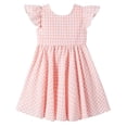 thumbnail image 1 of Edvintorg Girl Summer Dresses Fashion Plaid Fly Sleeve Casual A Line Sundress with Bowknot Kids Clothes Girls Size 1-8, 1 of 3