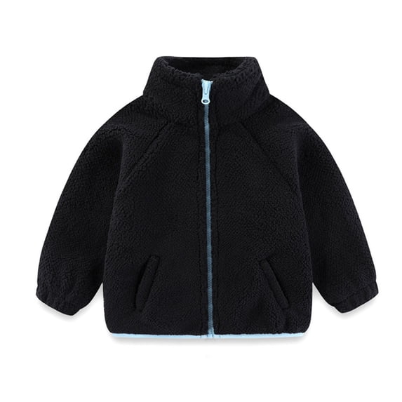 Edvintorg Girl's Coats Stand Collar Fleece Long Sleeve Zip up Jacket with Pockets Kids Clothes Girls Size 1-10