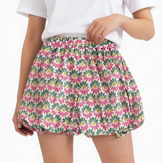 Edvintorg Girls Athletic Shorts Summer Elastic Wiasted Floral Printed Casual Short Kids Clothes Size 0-5
