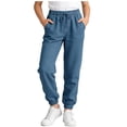 thumbnail image 1 of Edvintorg Girls Clothes Size 8 School Uniform Straight Leg Casual Cuffed Pants with Drawstring Size 5-16, 1 of 8