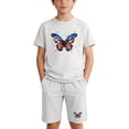 thumbnail image 1 of Edvintorg Girls' Clothing Sets 4Th Of July Cotton Lightweight Short Sleeve Crew Neck Athletic Shirt and Short Size 4-14, 1 of 9