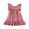 thumbnail image 1 of Edvintorg Girls Dresses Size 8 Fashion Fly Sleeve Square Neck Vacation Dress Causal Sundress with Bowknot, 1 of 6