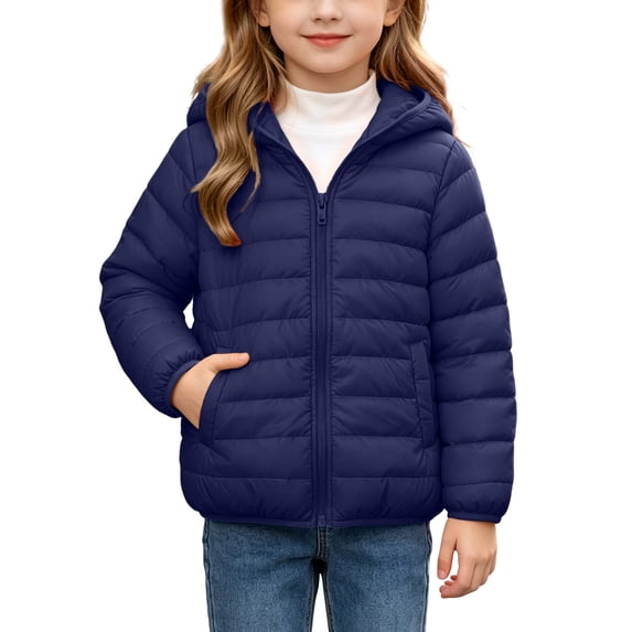 Edvintorg Girls Fleece Jacket Long Sleeve Loose Casual Zip up Coat Solid Color Hooded Puffer Outerwear with Pocket Teenage Girl Clothes Size 4-15