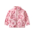 thumbnail image 1 of Edvintorg Girls Jacket Cute Graphic Fleece Long Sleeve Zip up Coat with Pocket Clothes for Girls Size 2-10, 1 of 7
