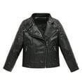 thumbnail image 1 of Edvintorg Girls Leather Jacket Spring Autumn Fashion Motorcycle Clothing For Kids Boys Black Outwear Coat 3-12 Years Kids Teenage Children Outerwear With Zipper, 1 of 5