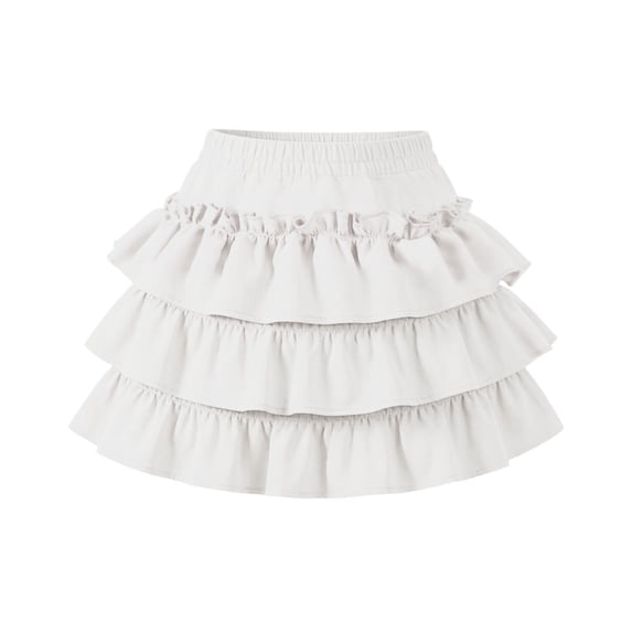 Edvintorg Girls Mini Skirt Cute Ruffle Hem Elastic Waisted Loose Fit Casual A-Line Skirts Kids Clothes Size 3-13