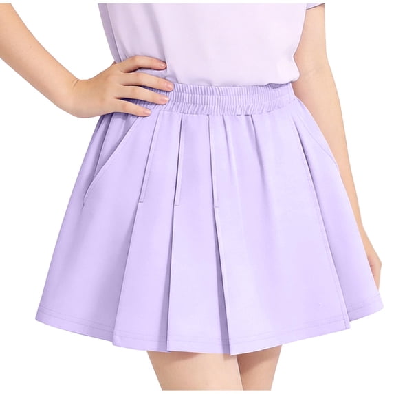 Edvintorg Girls Pleated Skirts Summer Lightweight Quick Dry Elastic Waisted Casual Sport Mini Skirt with Pockets Size 4-14