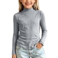 thumbnail image 1 of Edvintorg Girls Shirt Solid Color Long Sleeve Mock Neck Casual Pullover Top Kids Clothes Girls Size 0-12, 1 of 6