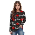 thumbnail image 1 of Edvintorg Girls Shirts Cute Valentine's Day Heart Printing Long Sleeve Crewneck Dressy Casual Blouses Shirts 3-14 Years Spring Holiday Pullover Tops, 1 of 7