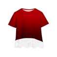 thumbnail image 1 of Edvintorg Girls Shirts Short Sleeve Summer Cute Gradient Printing Crewneck Layered Lace Tee Tops Kids Clothes Girls for School Size 3-14, 1 of 5