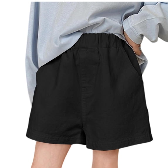 Edvintorg Girls Shorts Size 10-12 Loose Fit Casual Elastic Waisted Athletic Short with Pockets Teen Clothes for Girls