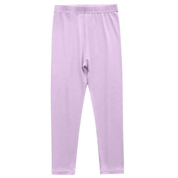 Edvintorg Girls Stretch Leggings Solid Color Elastic Waist Cotton Pants Thin Casual Comfortable Leggings for Girls 3-13 Years