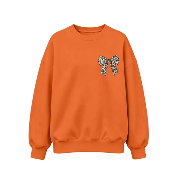 Edvintorg Girls Sweatshirts Size 10-12 Cute Printed Crew Neck Loose Pullover Top Solid Color Long Sleeve Casual Sweatshirt Kids Clothes