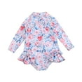 thumbnail image 1 of Edvintorg Girls' Swimwear Long Sleeve Cute Flower Printed Ruffle Swimsuits One Piece Bathing Suits Bikini 1-5Years Swimsuit for Children for Girls, 1 of 5
