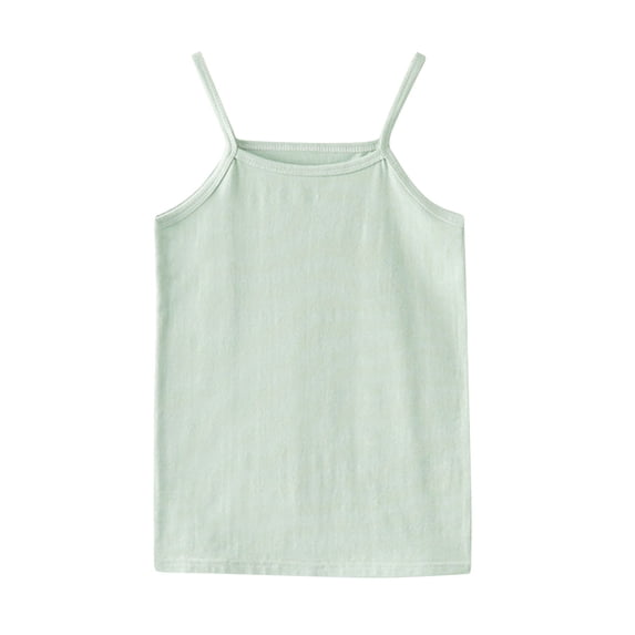 Edvintorg Girls Tank Tops Summer Cotton Shirts for Kids Sleeveless Solid Color Round Neck Casual Crop Top Tees T-Shirt for Girls 1-10 Years