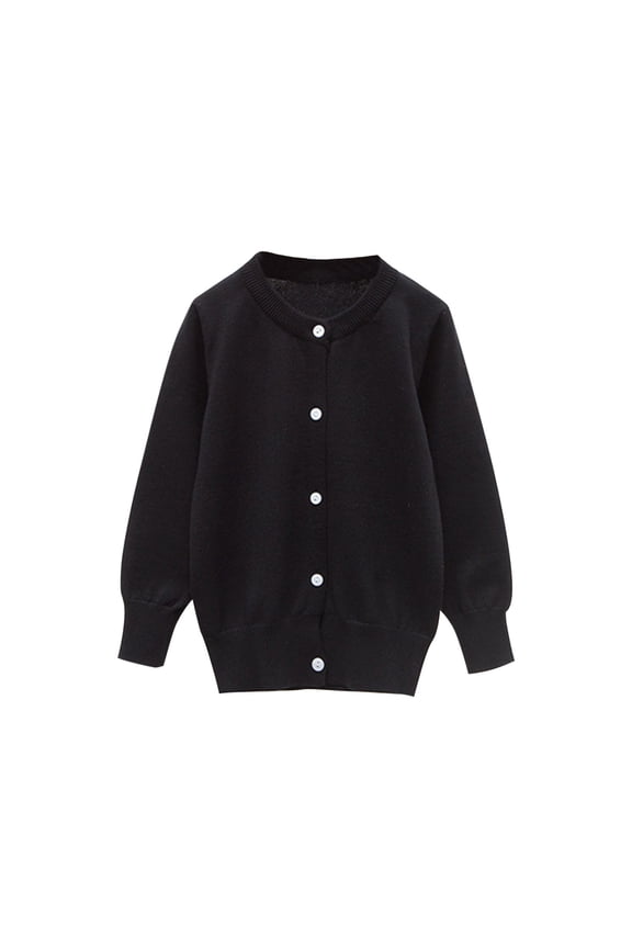 Girls and Toddlers' Uniform Slim Fit Crewneck Cardigan Sweater 2-10Years Fall Winter Kids Clothes Boys