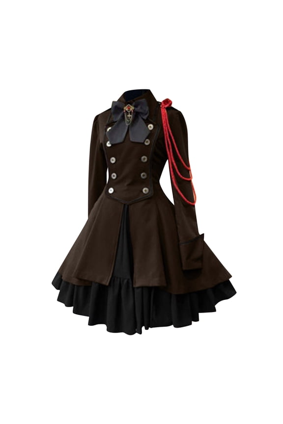 Goth Dress Fashion Women Vintage Gothic Court Square Collar Patchwork Princess Dress Plus Size Women Clothings