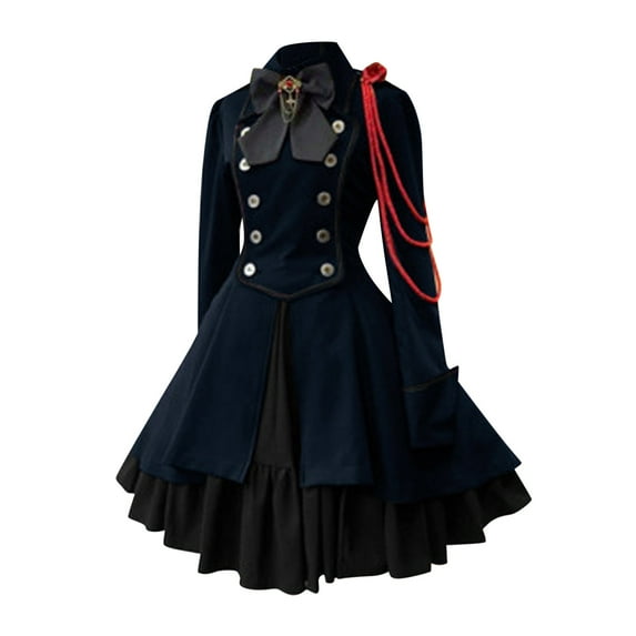 Edvintorg Goth Dress Fashion Women Vintage Gothic Court Square Collar Patchwork Princess Dress Plus Size Women Clothings