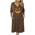 thumbnail image 1 of Edvintorg Halloween Dress Shirts for Women V Neck Women's Hooded Casual Dress Fashion Long Sleeve V-Neck Large Dresses with Pocket, 1 of 6