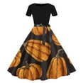 thumbnail image 1 of Edvintorg Halloween Dresses Short Sleeve Clearance Women's Vintage Evening Dress Classic Print Casual Loose Swing Dress, 1 of 3