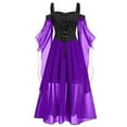 thumbnail image 1 of Edvintorg Halloween Dresses for Women Solid Colir Cold Shoulder Sleeve Lace Up Vintage Halloween Dress Plus Size Casual Maxi Dress for Women, 1 of 5