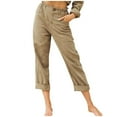thumbnail image 1 of Edvintorg High Waist Pants Women Casual Cotton and Linen Summer Trousers Solid Color Pockets Buttons Elastic Waist Comfortable Straight Pants, 1 of 5