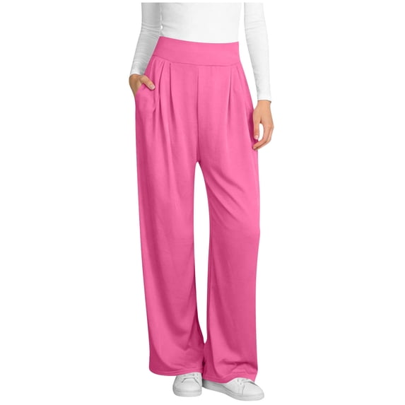 Edvintorg High Waisted Pants for Women Casual Wide Leg Sweatpants Soft Comfy Workout Jogger Plus Size Yoga Pants with Pockets