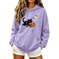 thumbnail image 1 of Edvintorg Hooded Sweatshirt Women Halloween Printed Hooded Sweatshirts Long Sleeve Pullover Hoodie with Pocket Women Clothes S-2XL Purple, 1 of 5