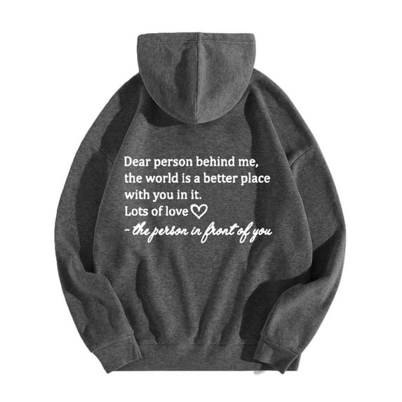 Edvintorg Hoodies for Women Loose Fit Fashion Letter Print Round Neck Long Sleeve Hooded Sweatshirts Soft Pullover Tops Sudadera Mujer