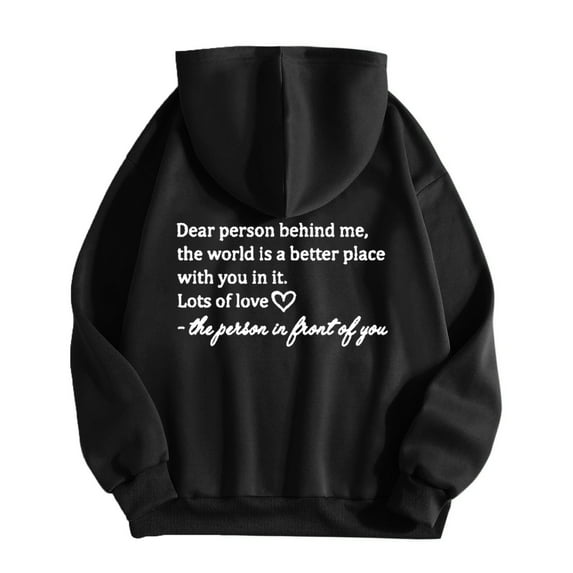 Edvintorg Hoodies for Women Loose Fit Fashion Letter Print Round Neck Long Sleeve Hooded Sweatshirts Soft Pullover Tops Sudadera Mujer