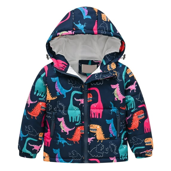 Edvintorg Jacket for Kids Boys Toddler Baby Girls Jackets Long Sleeve Cute Print Plush Winter Thick Casual Keep Warm Hooded Coat Jacket 12M-7Y Children's Outerwear