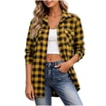thumbnail image 1 of Edvintorg Jacket Women Plaid Lightweight Long Sleeve Button Down Casual Coat with Pocket Womens Trendy Clothes S-2XL Yellow, 1 of 8