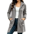 thumbnail image 1 of Edvintorg Jacket Women Plus Size Long Sleeve Zip up Coat Hooded Long Outerwear with Pocket Women Clothes Gray S-3XL, 1 of 8