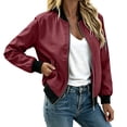 thumbnail image 1 of Edvintorg Jacket for Women Plus Size Solid Solor Casual Coat Long Sleeve Zip up Outerwear with Pocket Womens Fashion Wine XXXL, 1 of 7