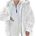 thumbnail image 1 of Edvintorg Jackets for Women Plus Size Winter Warm Loose Plush Zip Hooded Jacket Coat Abrigos Mujer Invierno 2025 White M, 1 of 6