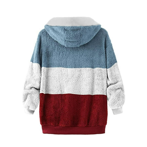 Edvintorg Jackets for Women with Hood Women Winter Clothes Fashion Women's Warm Faux Long Sleeve Casual Outerwear Coat Jacket with Zipper Red Xl