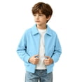 thumbnail image 1 of Edvintorg Jackets for Boys Turndown Collar Loose Casual Coat Solid Color Long Sleeve Zip up Outerwear with Pocket Boys Clothes Size 3-14, 1 of 9