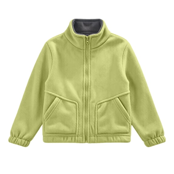 Edvintorg Jackets for Girls Size 3-14 Fleece Long Sleeve Casual Zip up Coat with Pocket Girls Clothes