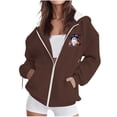 thumbnail image 1 of Edvintorg Jackets for Women Halloween Printed Zip up Coat Long Sleeve Hooded Outerwear with Pocket Plus Size Clothes for Women Brown S-3XL, 1 of 8