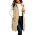 thumbnail image 1 of Edvintorg Jackets for Women Sleeveless Lightweight Zip up Hooded Long Coat with Pockets Fall Outerwear Plus Size Women’S Clothing Khaki XXL, 1 of 7