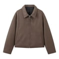 thumbnail image 1 of Edvintorg Jackets for Women Trendy Solid Color Long Sleeve Lapel Zipper Woolen Coat with Pocket Streetwear Casual Outerwear Fall 2025 Women Clothing, 1 of 7