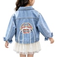 thumbnail image 1 of Edvintorg Jean Jackets for Girls 2026 Fall Winter Long Sleeve Cute Embroidery Lapel Denim Jacket Children Coats with Pockets 18M-14Y, 1 of 9