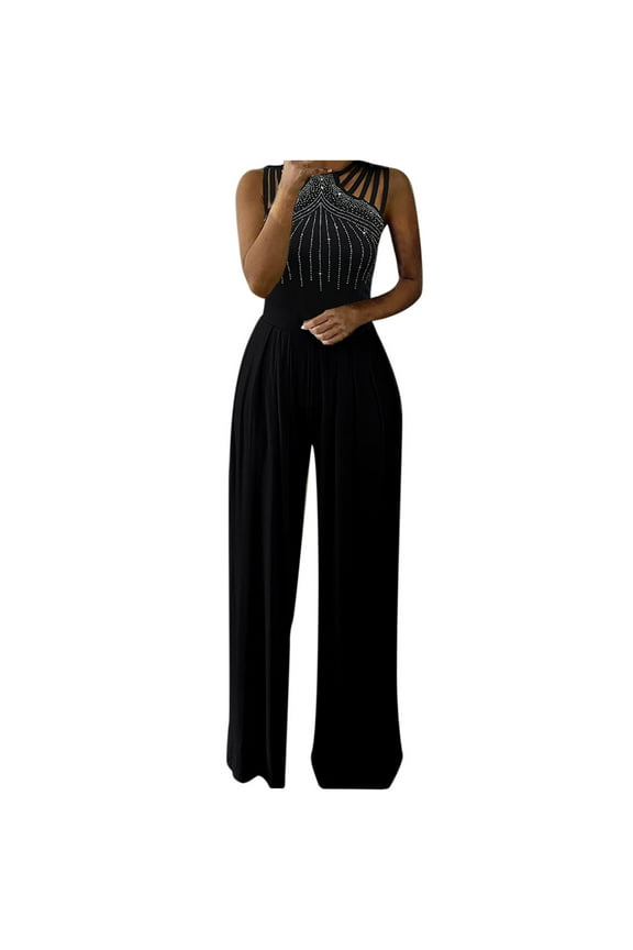 Jumpsuits for Women Sexy Solid Halter Jumpsuit Casual Loose Wide Leg Pants Summer Party formal Jumpsuit for Women