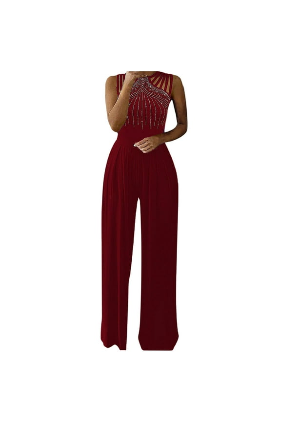 Jumpsuits for Women Sexy Solid Halter Jumpsuit Casual Loose Wide Leg Pants Summer Party formal Jumpsuit for Women
