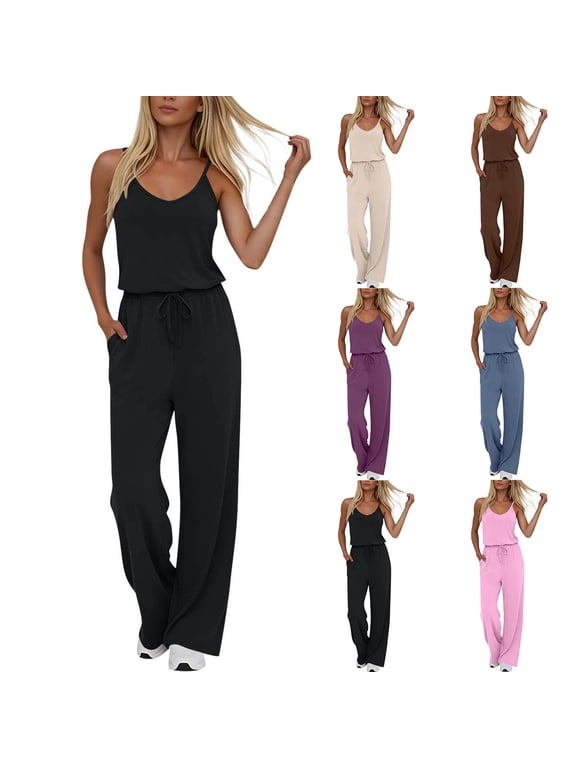 Jumpsuits for Women Casual Summer Rompers Comfy Beach Vacation Trendy Wide Leg Overalls Jumpers Fashion Clothes 2026