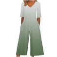 thumbnail image 1 of Edvintorg Jumpsuits for Women Gradient Print Short Sleeve V Neck Back Zipper Wide Leg Jumpsuit with Pocket Summer Casual Vacation Clothes for Women, 1 of 5