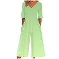 thumbnail image 1 of Edvintorg Jumpsuits for Women Gradient Print Short Sleeve V Neck Back Zipper Wide Leg Jumpsuit with Pocket Summer Casual Vacation Clothes for Women, 1 of 5